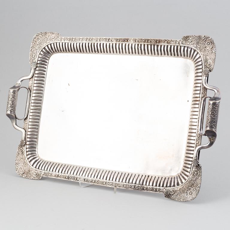 A russian silver tray, mark of Johan Henricson, St Petersburg 1835.
