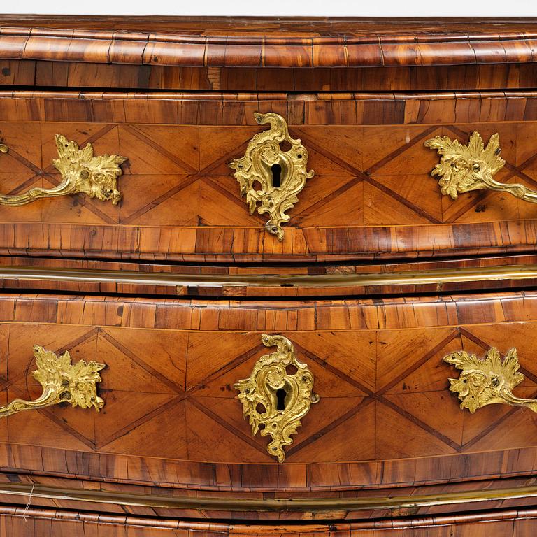 A Swedish parquetry rococo commode, Stockholm, later part 18th century.