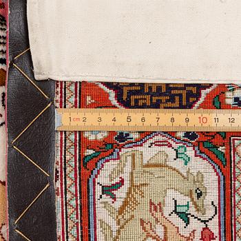 Carpet, Ghom, figural, 154 x 106 cm.