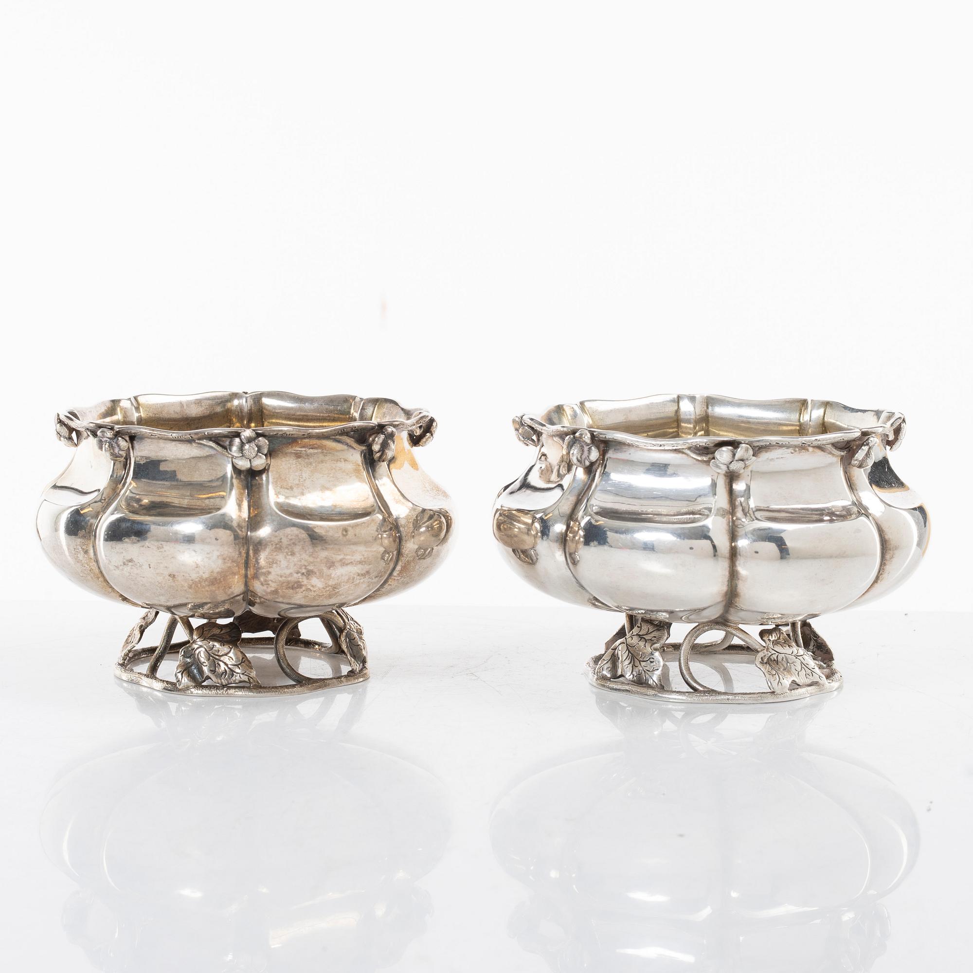 Bowls, a pair, silver, Sweden, 19th century.