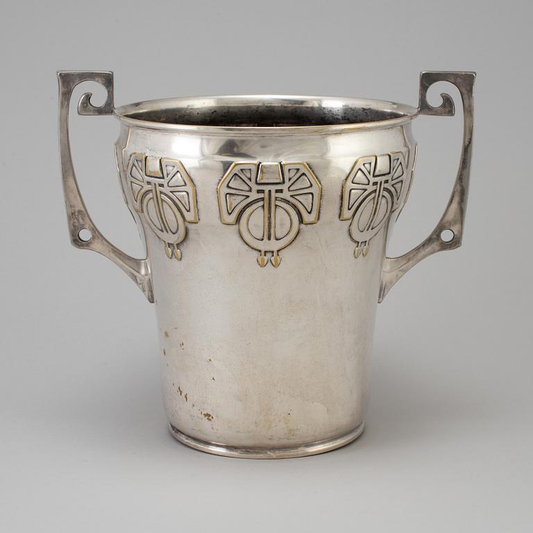 A silver plated art nouveau wine cooler early 20th century.