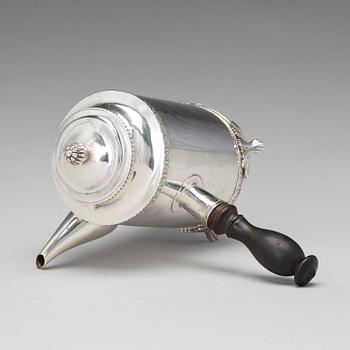 A Swedish 18th century silver coffee-pot, mark of Johan Abraham Hallard, Stockholm 1788.