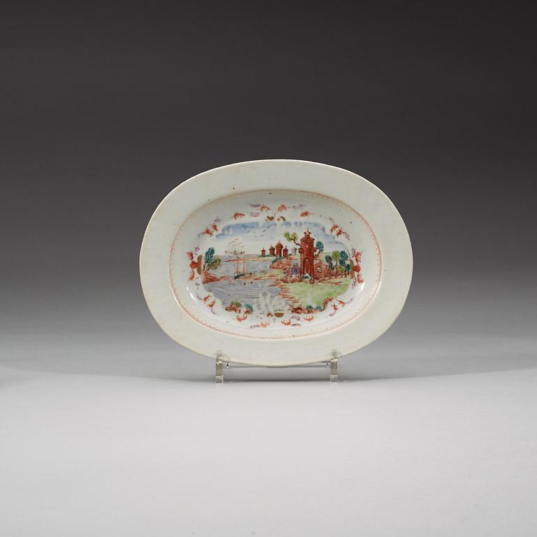 TERRIN med LOCK och FAT, kompaniporslin. Qingdynastin, Qianlong (1736-95).