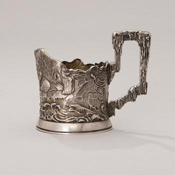 TEAGLASS HOLDER, silver, Moscow 1908-17, unidentified maker's mark AX.