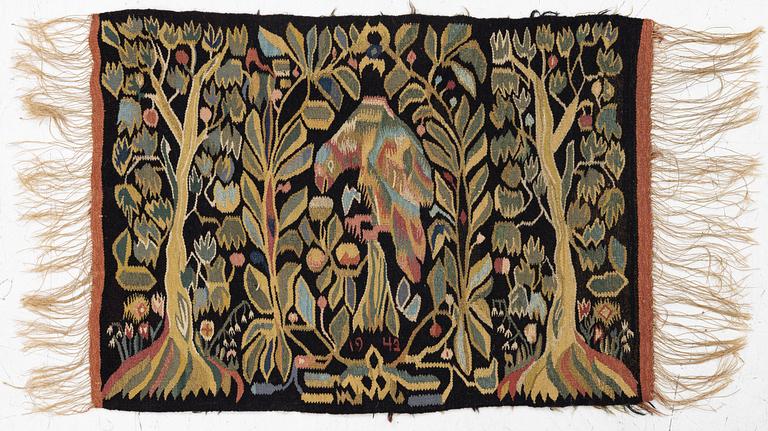 Textile, folk art, embroidered, dated 1943. ca 80 x 53.