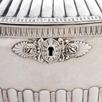 A Swedish 19th century silver sugar-casket, mark of Adolf Zethelius, Stockholm 1828.