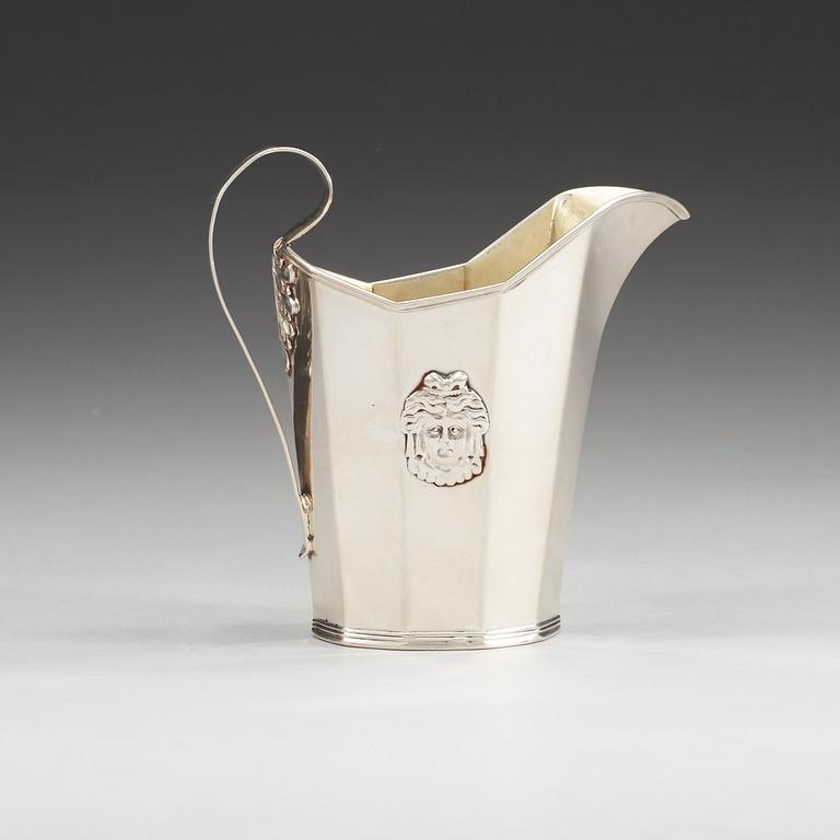 A Swedish 18th century parcel-gild milk-jug, makers mark of Pehr Zethelius, Stockholm 1798.