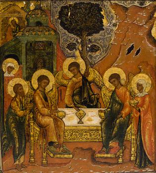 IKON, tempera på pannå samt BASMA i mässing, Ryssland 1600-talets sista tredjedel.