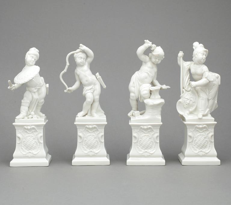 BORDSFIGURINER, 11 st, porslin, Nymphenburg, omkring sekelskiftet 1900.