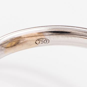 An 18K white gold ring with an opal ca. 4.64 ct and diamonds ca. 0.35 ct in total according to certificate.