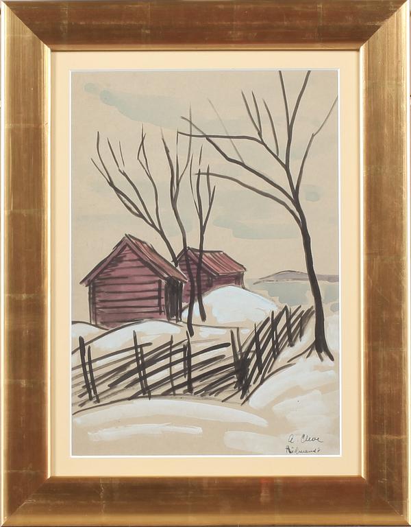 AGNES CLEVE, akvarell, signerad.