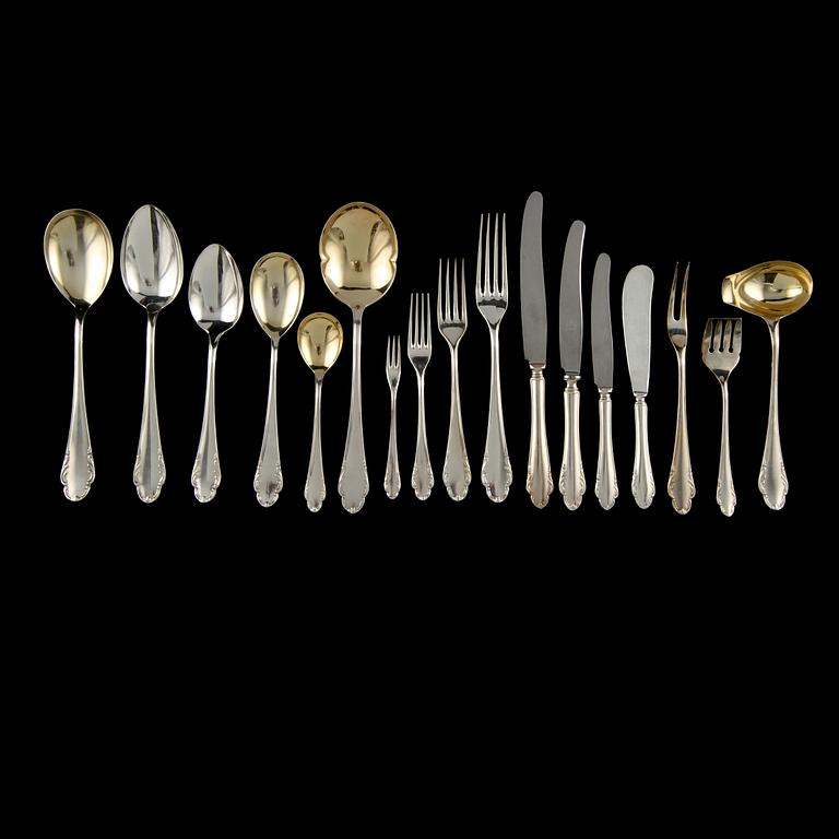 BESTICKUPPSÄTTNING, 114 delar, "Haga", nysilver, Skandia Hultman KB, Stockholm, 1900-talets tredje kvartal.