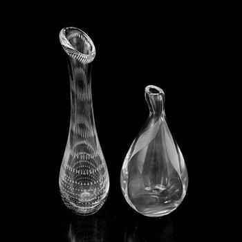 A Vicke Lindstrand glass vase and one Kosta vase, mid 20th century.