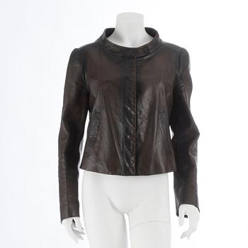 MARTIN MARGIELA, a dark brown leather jacket, size 42.