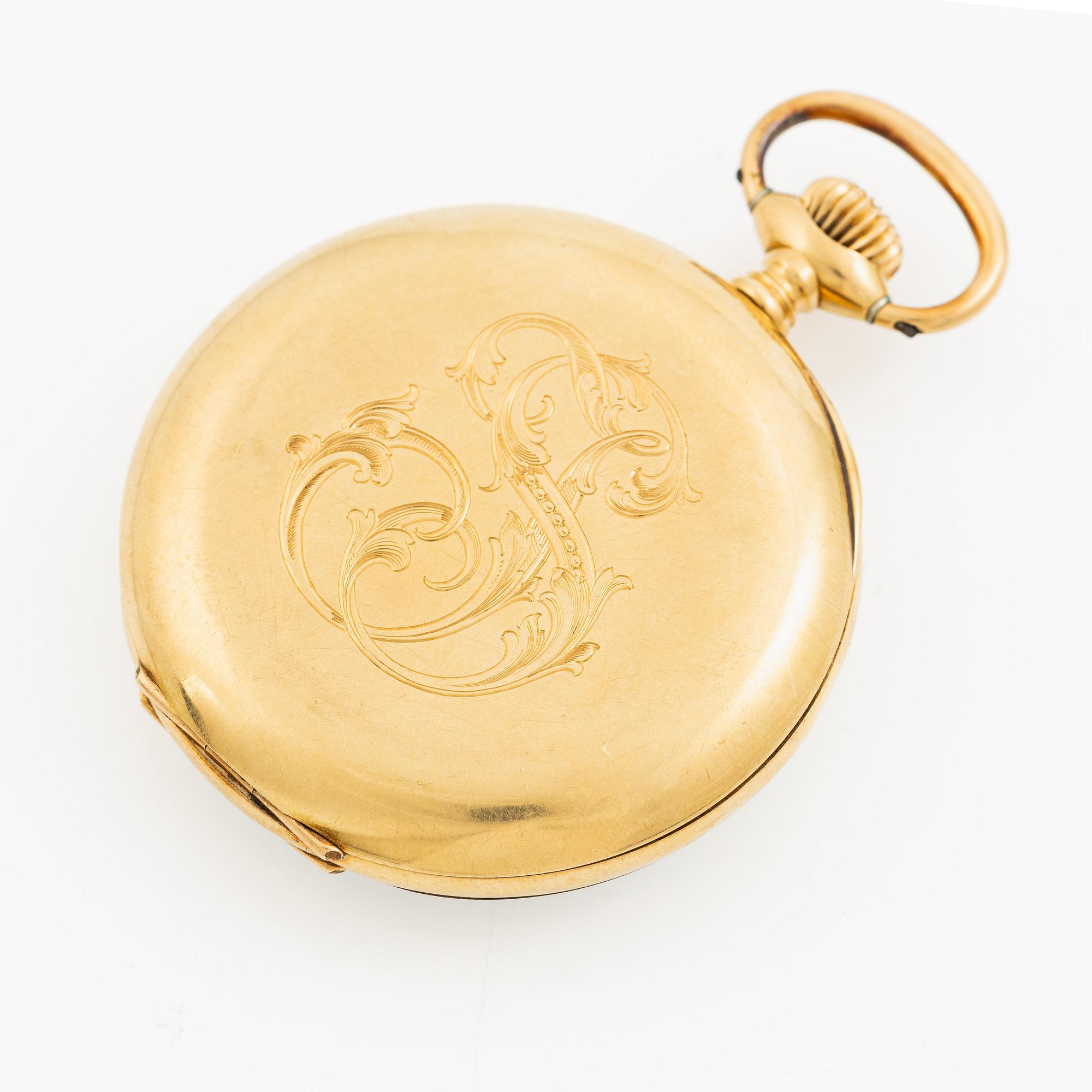 Pocket watch, 18K gold, 50.5 mm.