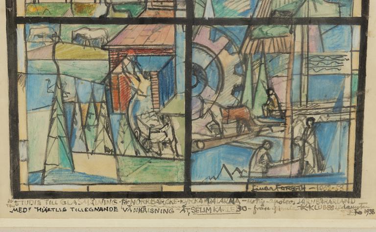 Einar Forseth, "Studie till glasmålning för Norrbärcke kyrka, Dalarna".