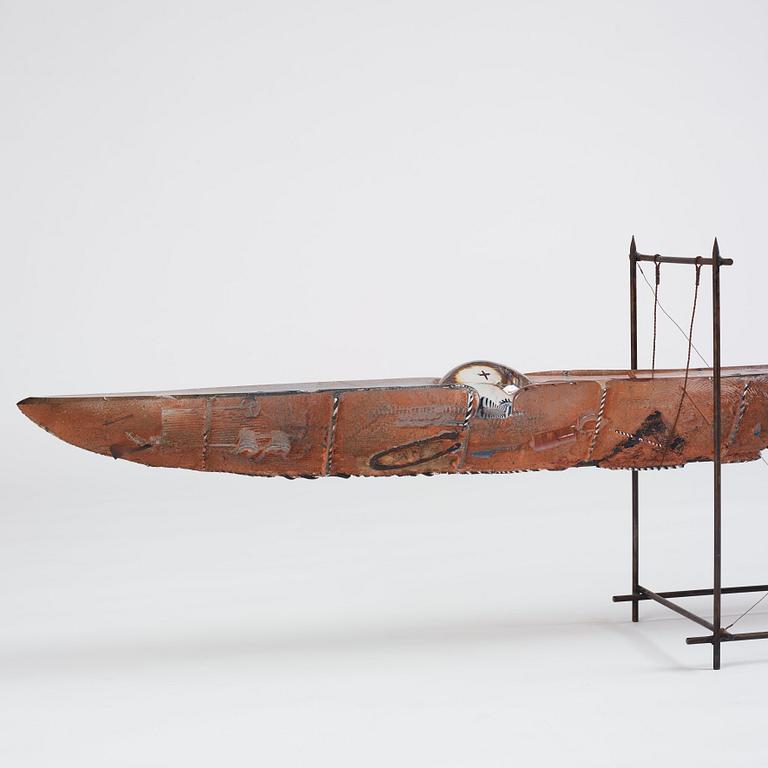 Bertil Vallien, a unique sant casted glass sculpture of a boat, Kosta Boda, Sweden, probably 1980s.