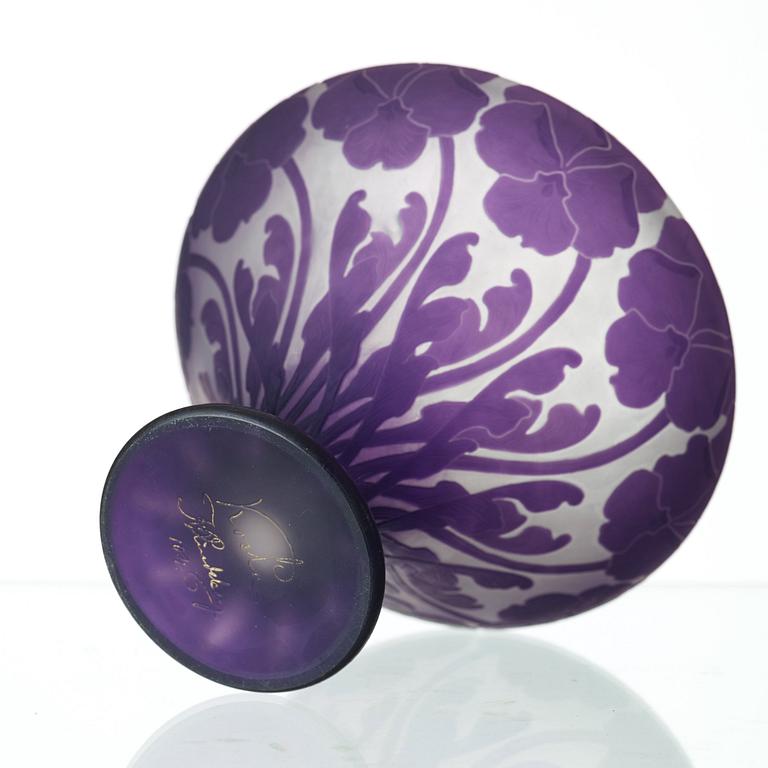 Karl Lindeberg, an Art Nouveau cameo glass vase, Kosta.