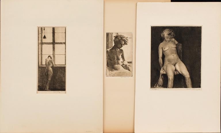 HARALD SALLBERG, a set of three etchings signed dated and numbered.