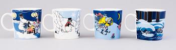 MOOMIN-MUGS, 11 pcs, porcelain, 'Winter season mugs', Moomin Characters, Arabia 2007-2017.