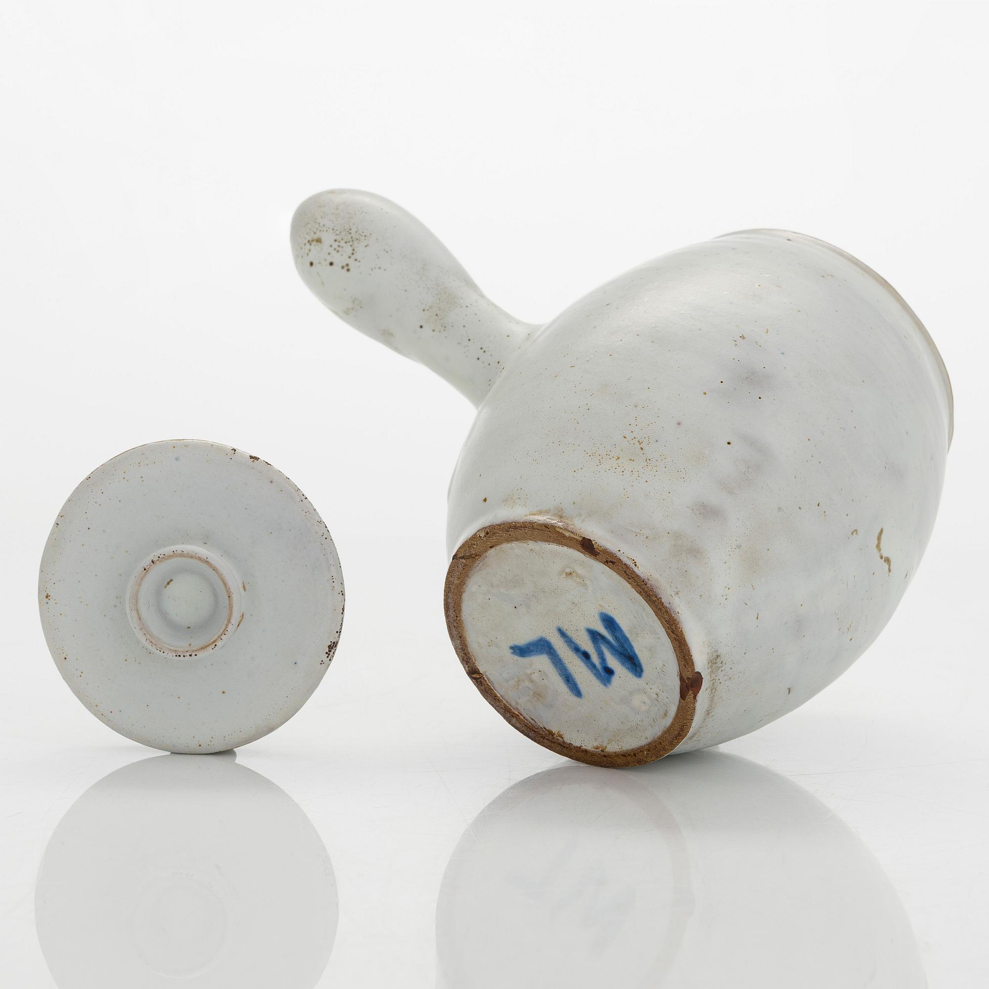 Marita Lybeck, a ceramic jug, signed ML.