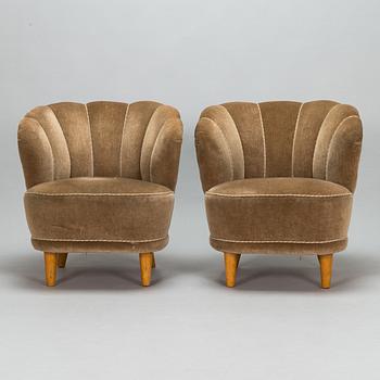 A 1950s pair of armchairs "Elisabeth" for Asko Finland.