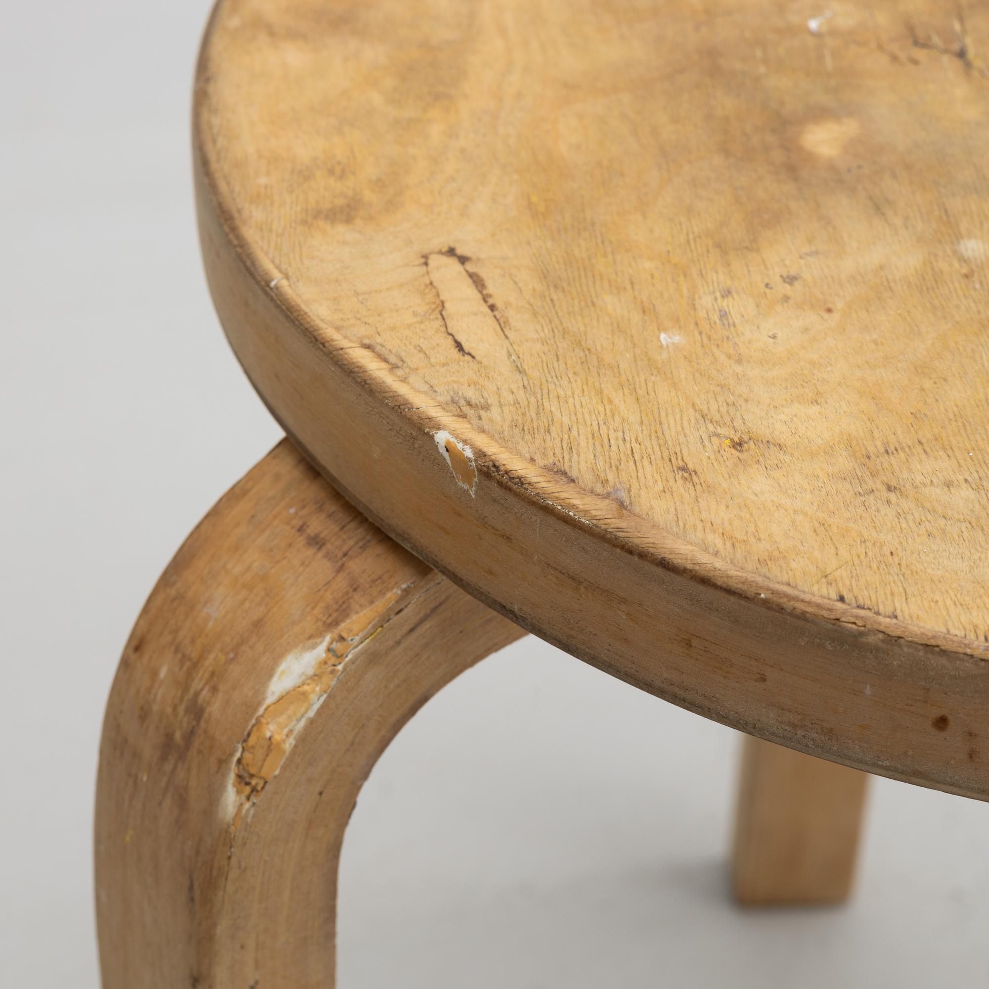 Alvar Aalto, a model '60' stool, Artek, Finland 1950's/60's.