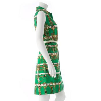 HERMÈS, a green silk dress from the 1960s.