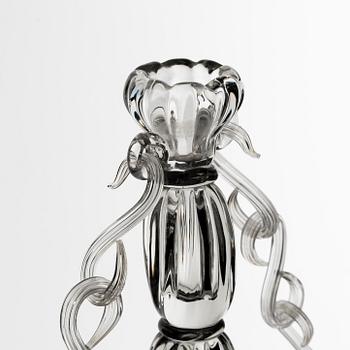 Elis Bergh, kandelabrar, ett par, glas, Strömbergshyttan, 1940-50-tal.