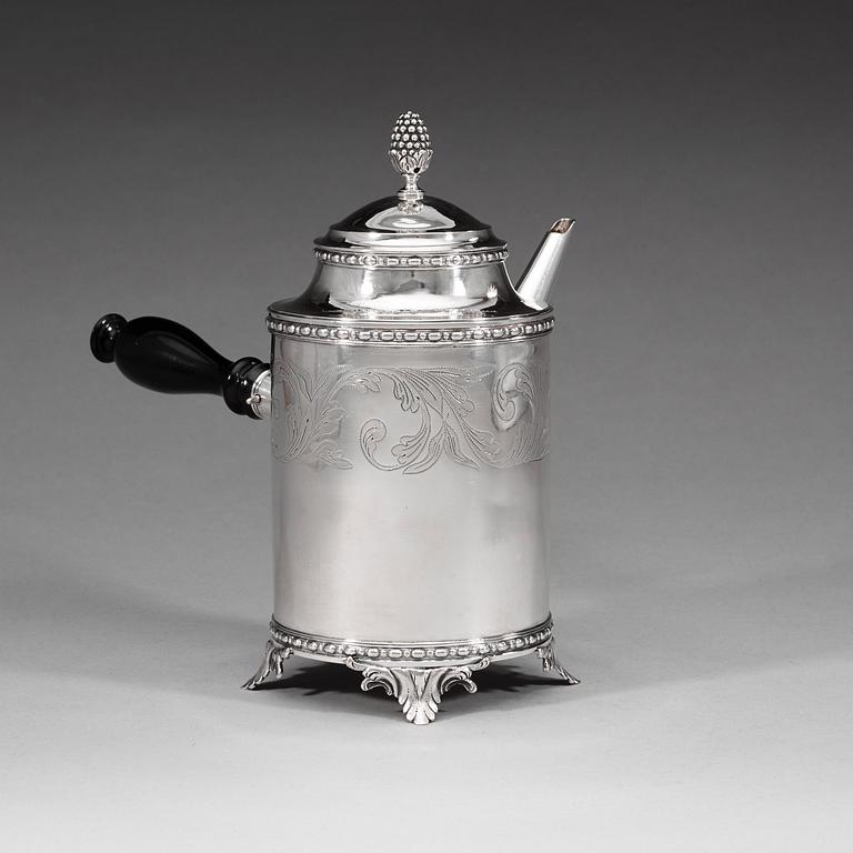 A Swedish 18th century silver coffee-pot, Petter Åkerman, Stockholm 1780.