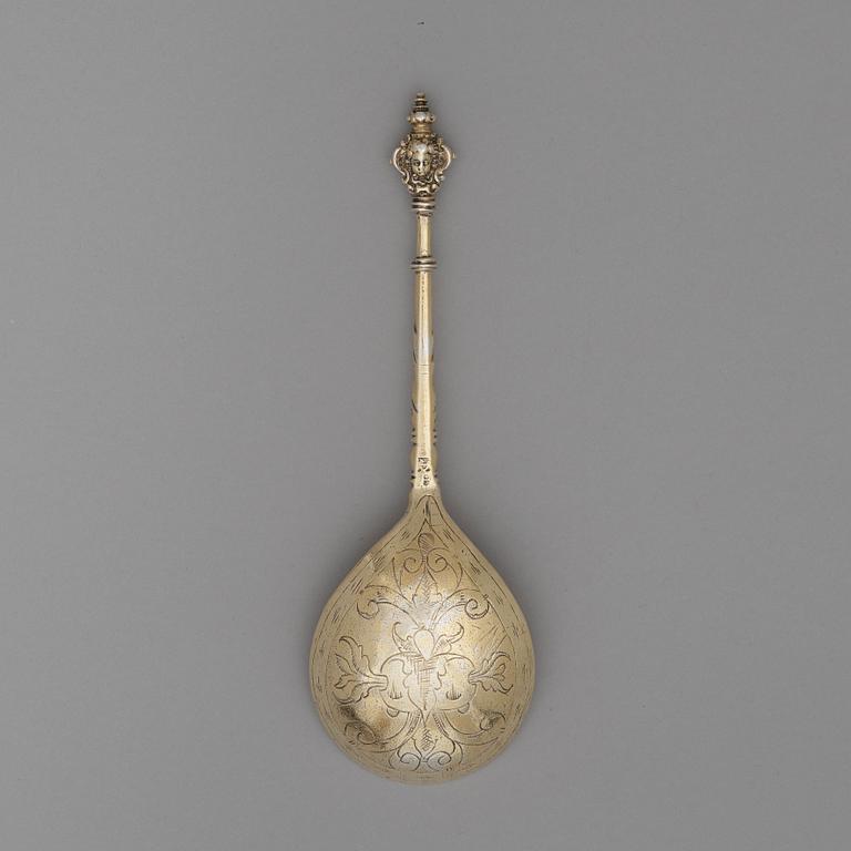 Johan Christophersson, sked med dubbel kerubknopp, silver, Torshälla (verksam 1639-1671), renässans.