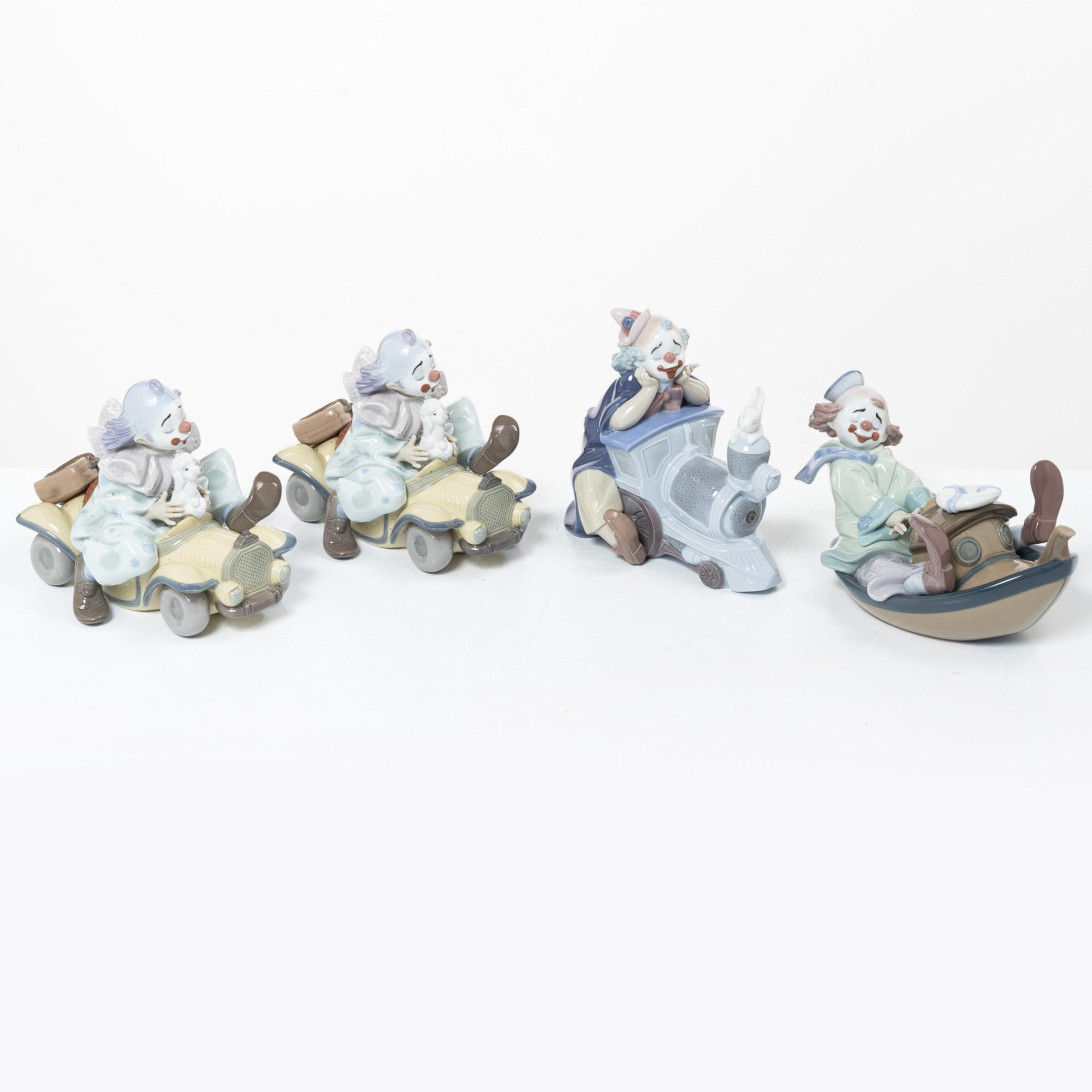Lladró, figurines, 4 pcs, "Trip to the Circus" x 2, "Circus Express" and "Circus Waves".