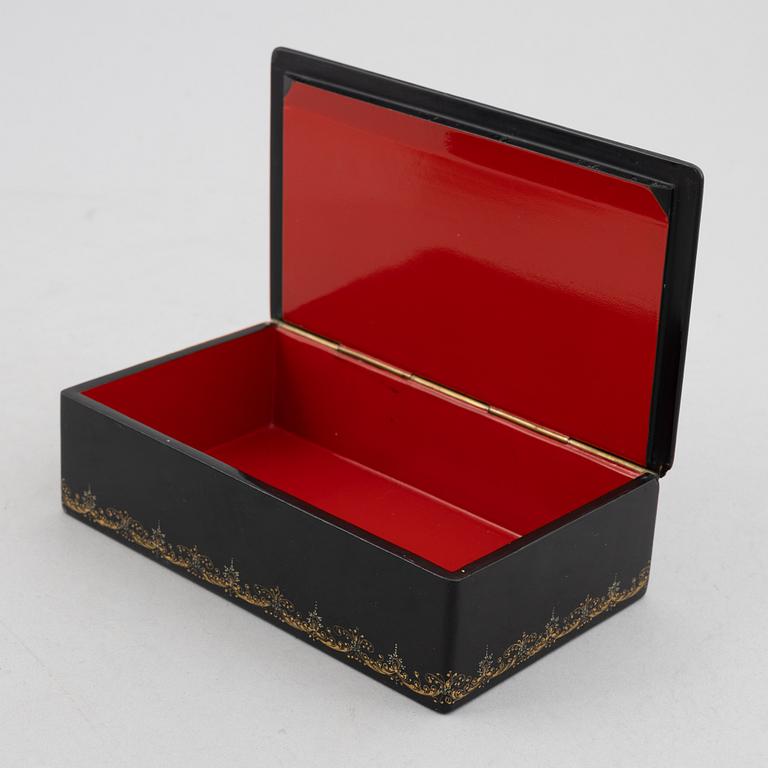 Three lacquer-ware boxes, Russia, 19th/20th century.