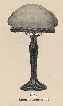 Harald Notini, attributed to, a model 6735 table lamp, Arvid Böhlmarks Lampfabrik, Sweden, 1910's/20's.