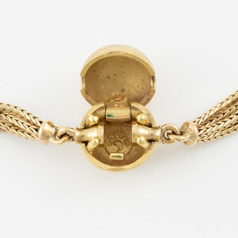 Ole Lynggaard, collier, fyrradigt, 18K guld med kullås.