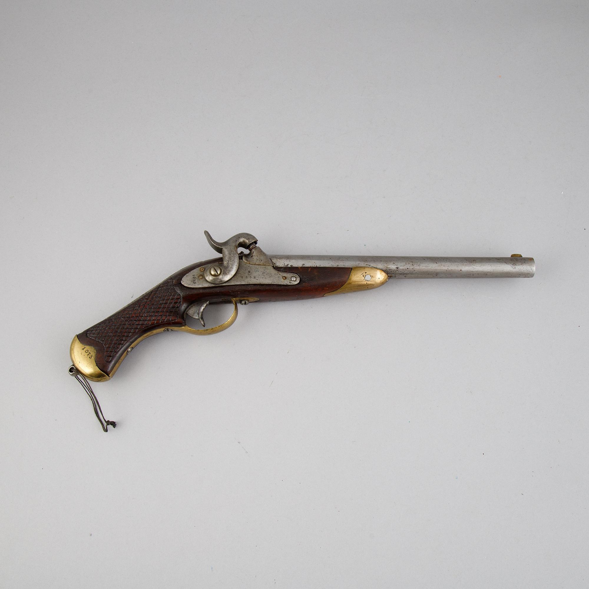 A rifled Swedish percussion pistol,  1850 pattern.