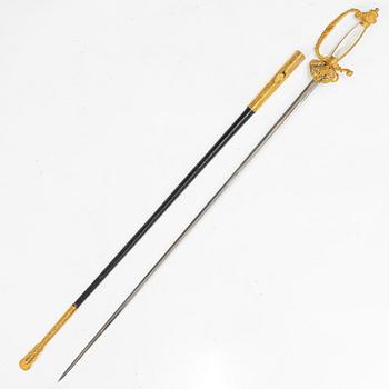 A Swedish small sword, 19th century.
