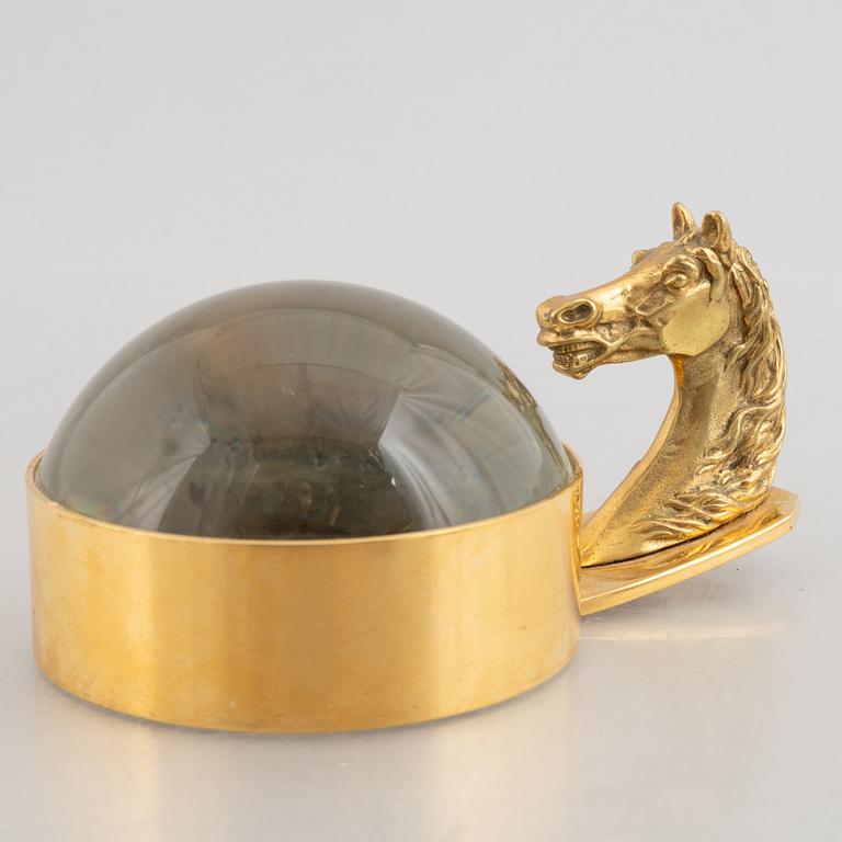 Hermès, magnifying glass/paperweight, "Tête de Cheval", 1960s/70s.