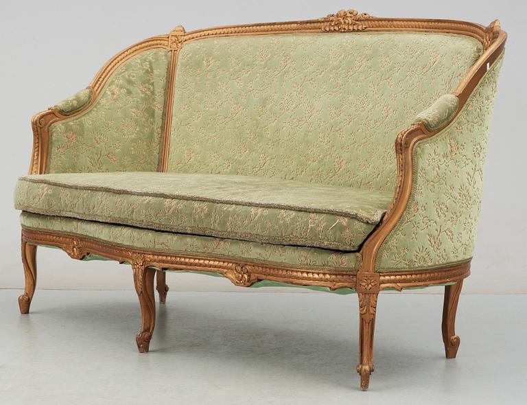 SALONGSMÖBEL. 5 delar, Louis XV-stil, 1900-talets första hälft.