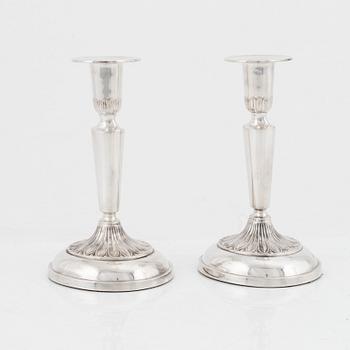 A pair of Swedish silver candlesticks, K & EC, Gothenburg, 1957.