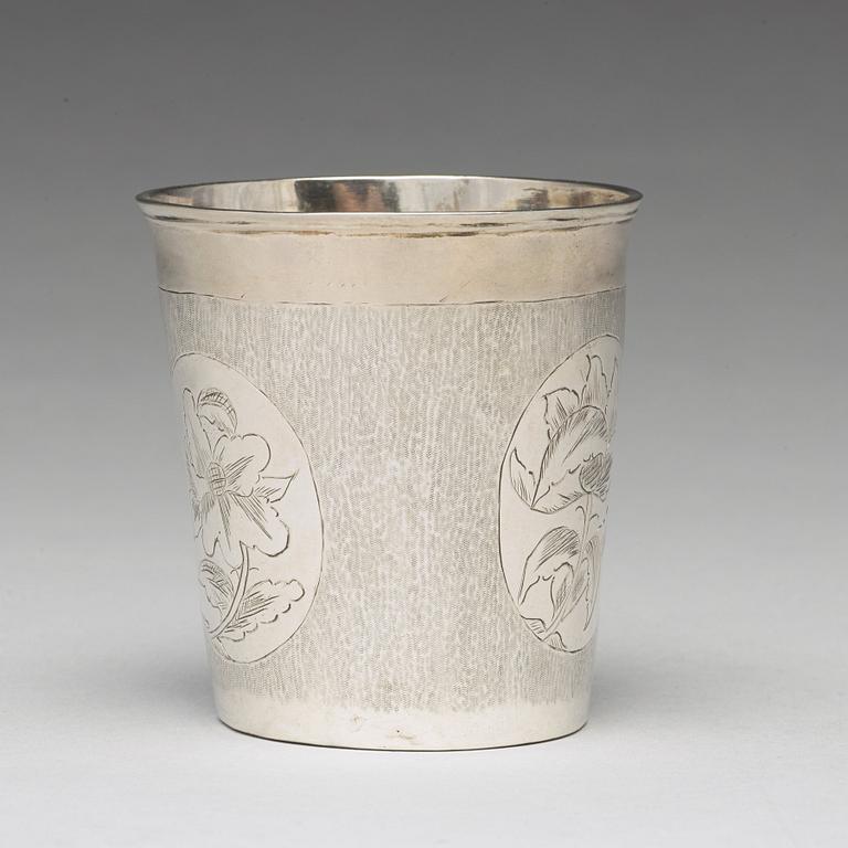 Jöran Hieronymi Bernegau, bägare, silver, Norrköping (verksam 1648-1679). Barock.