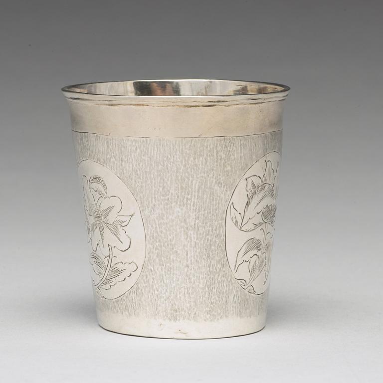 A Swedish 17th century silver beaker, mark of Jöran Hieronymi Bernegau, Norrköping (1648-1679).