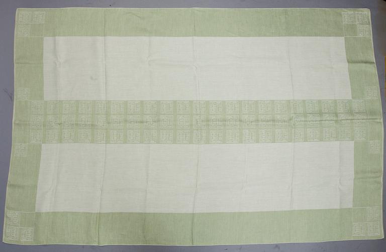 BORDDUK, linnedamast, design Dora Jung, Tampella Oy, 1962-1974. Fabrikens märke TL.