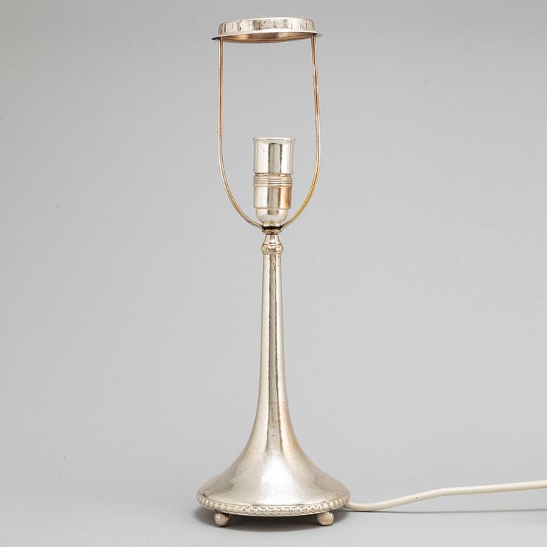 A Swedish early 20th Century silver table lamp, mark of K Anderson, Stockholm, 1924.