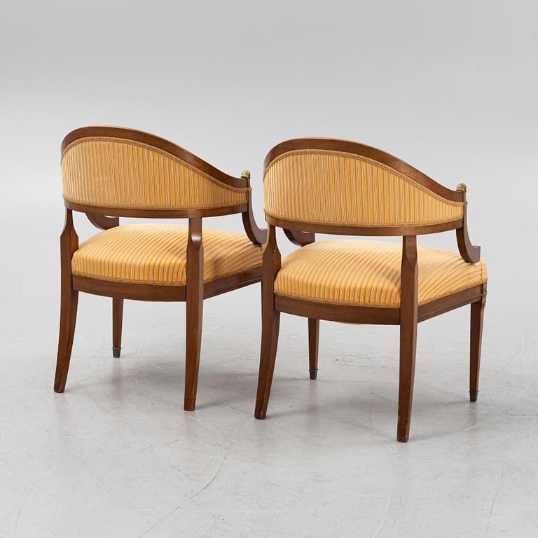 Pair of armchairs, Empire style, first half of the 20th century.