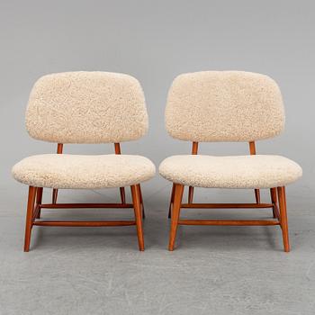 A 1950's pair of 'TeVe' easy chairs by Alf Svensson.