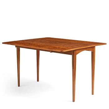 Josef Frank, a mahogany dinner table with burled wood top, Svenskt Tenn Sweden 1940s-50s.