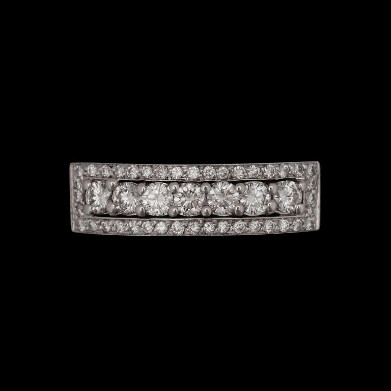 A brilliant cut diamond ring, tot. app. 1.20 ct.