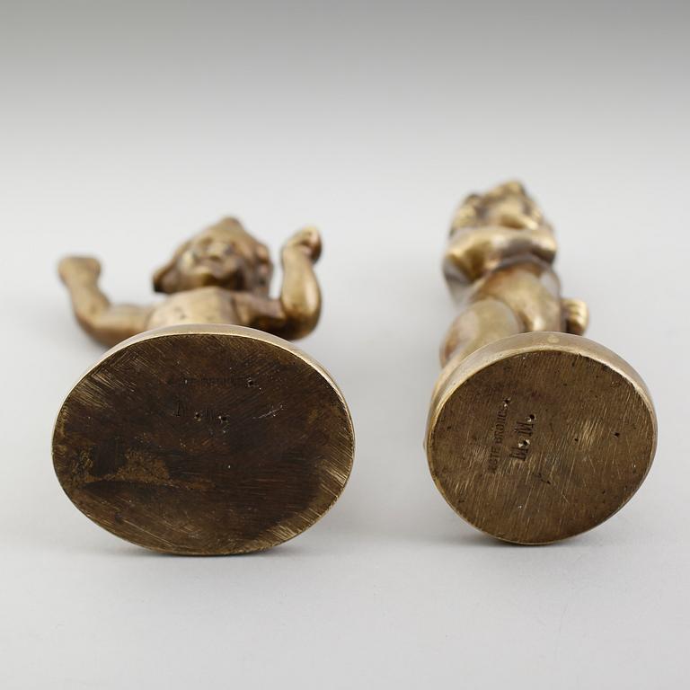 FIGURER, 2 st, brons, monogramsignerade MM, Danmark, 1900-talets första hälft.