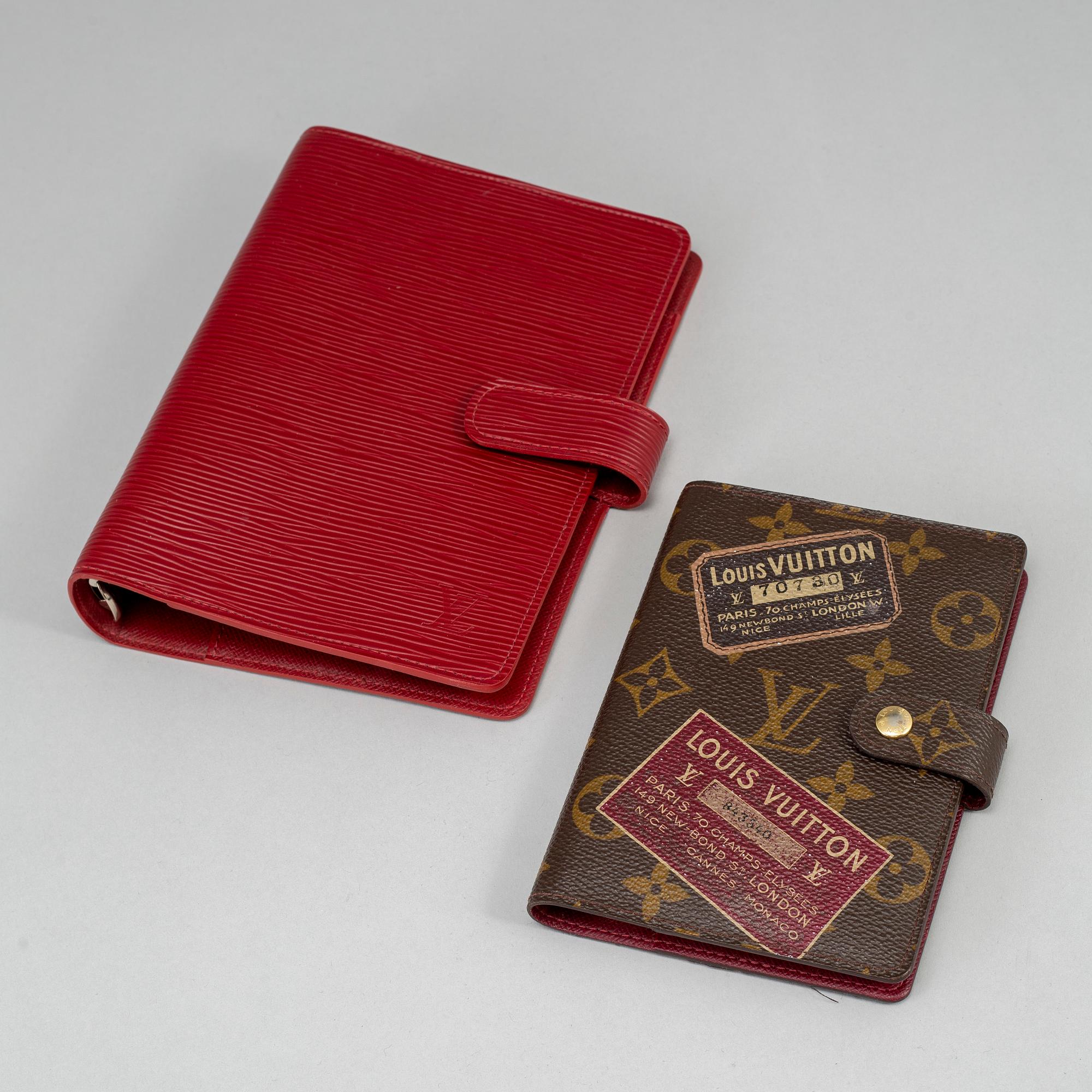 LOUIS VUITTON, a red epi and a monogram canvas diary.